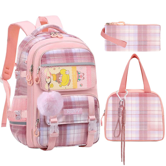 KEBEIXUAN Large Capacity School Backpack for Girls – Cute & Practical Bookbag for Kids Ages 6–12