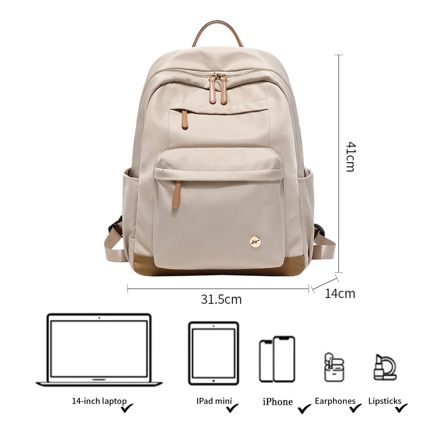 KEBEIXUAN Women’s Stylish Laptop Backpack – Waterproof Work Bag with Laptop Compartment for College, Travel & Daily Use