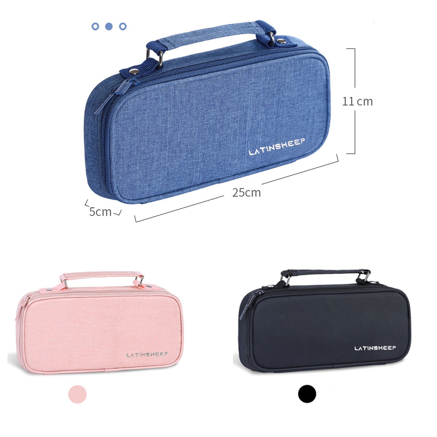 KEBEIXUAN Large Capacity Canvas Pencil Case - Durable Black Zippered Pen Organizer with Multiple Compartments