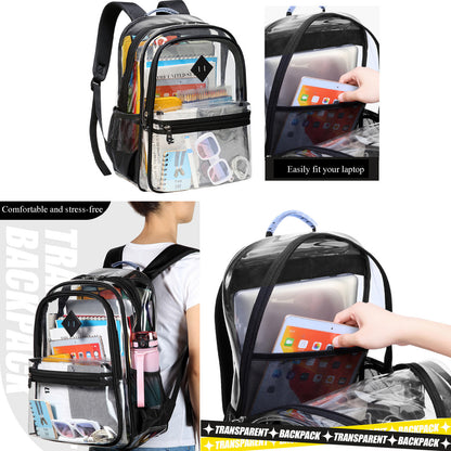 KEBEIXUAN Clear Backpack Heavy Duty PVC Transparent Unisex