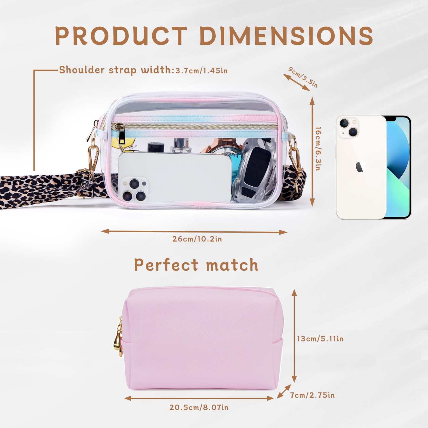 KEBEIXUAN Stadium-Approved Clear Bag – Chic Transparent Crossbody Purse for Women at Concerts & Sports Days