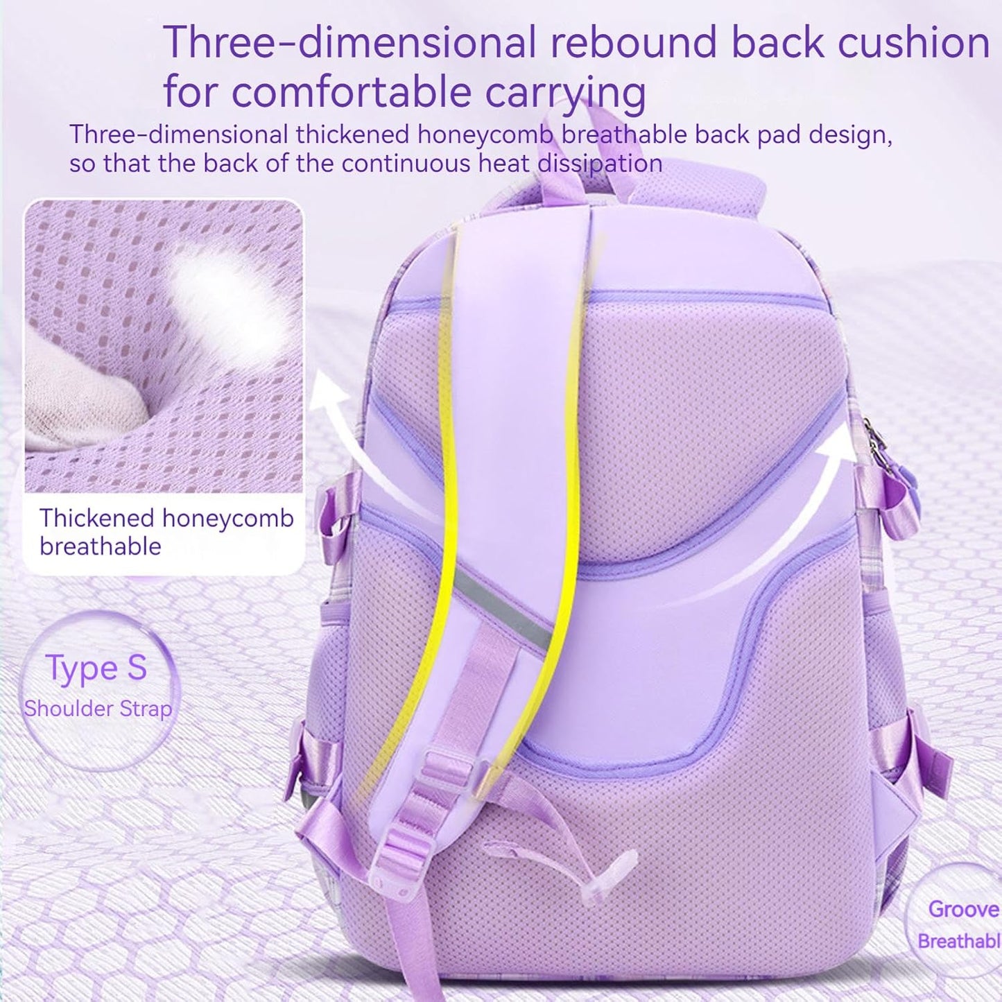KEBEIXUAN Large Capacity School Backpack for Girls – Cute & Practical Bookbag for Kids Ages 6–12