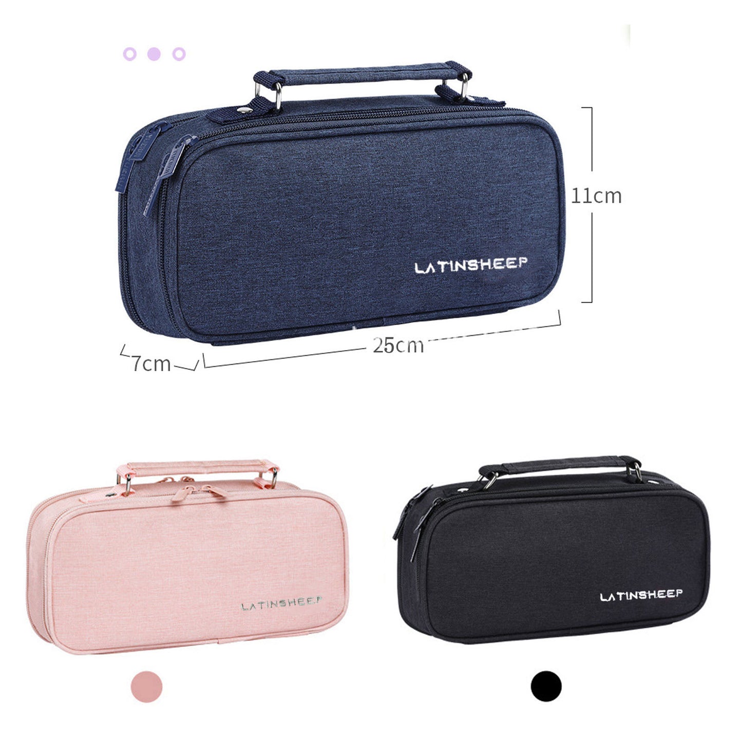 KEBEIXUAN Large Capacity Canvas Pencil Case - Durable Black Zippered Pen Organizer with Multiple Compartments