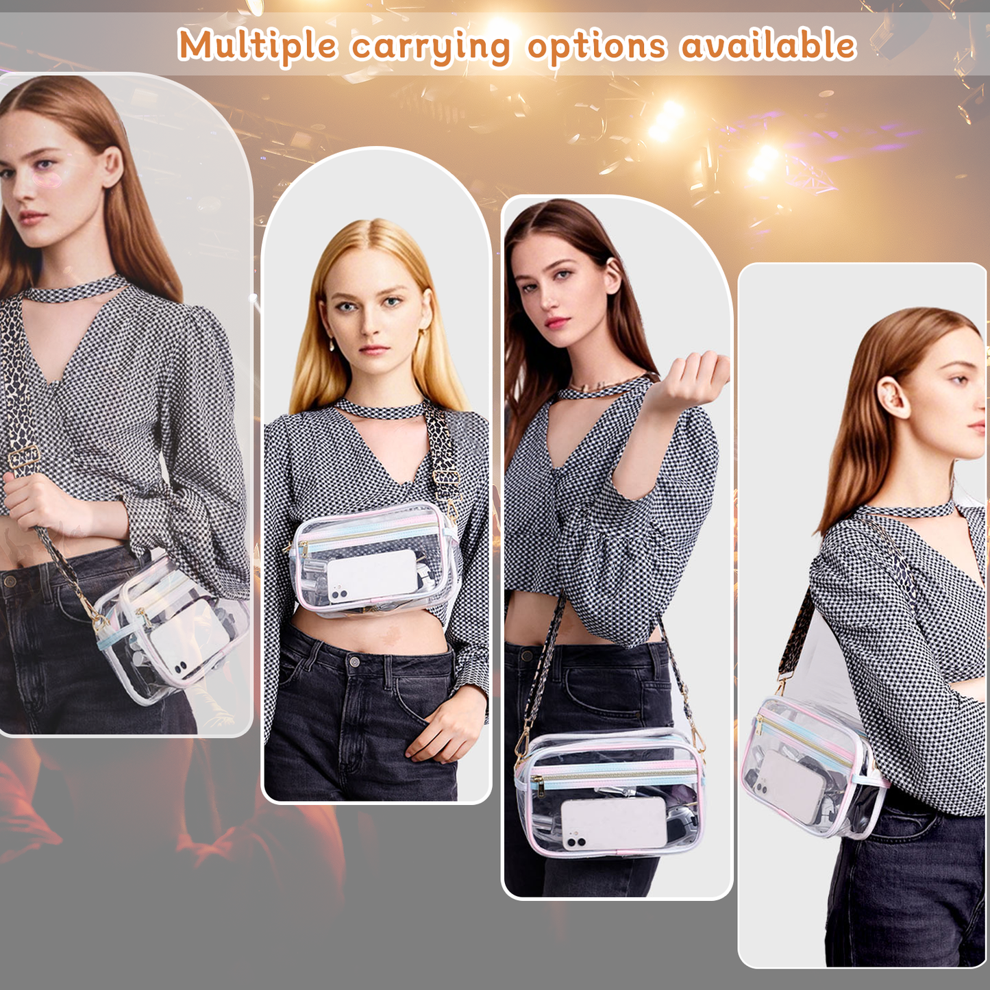 KEBEIXUAN Stadium-Approved Clear Bag – Chic Transparent Crossbody Purse for Women at Concerts & Sports Days