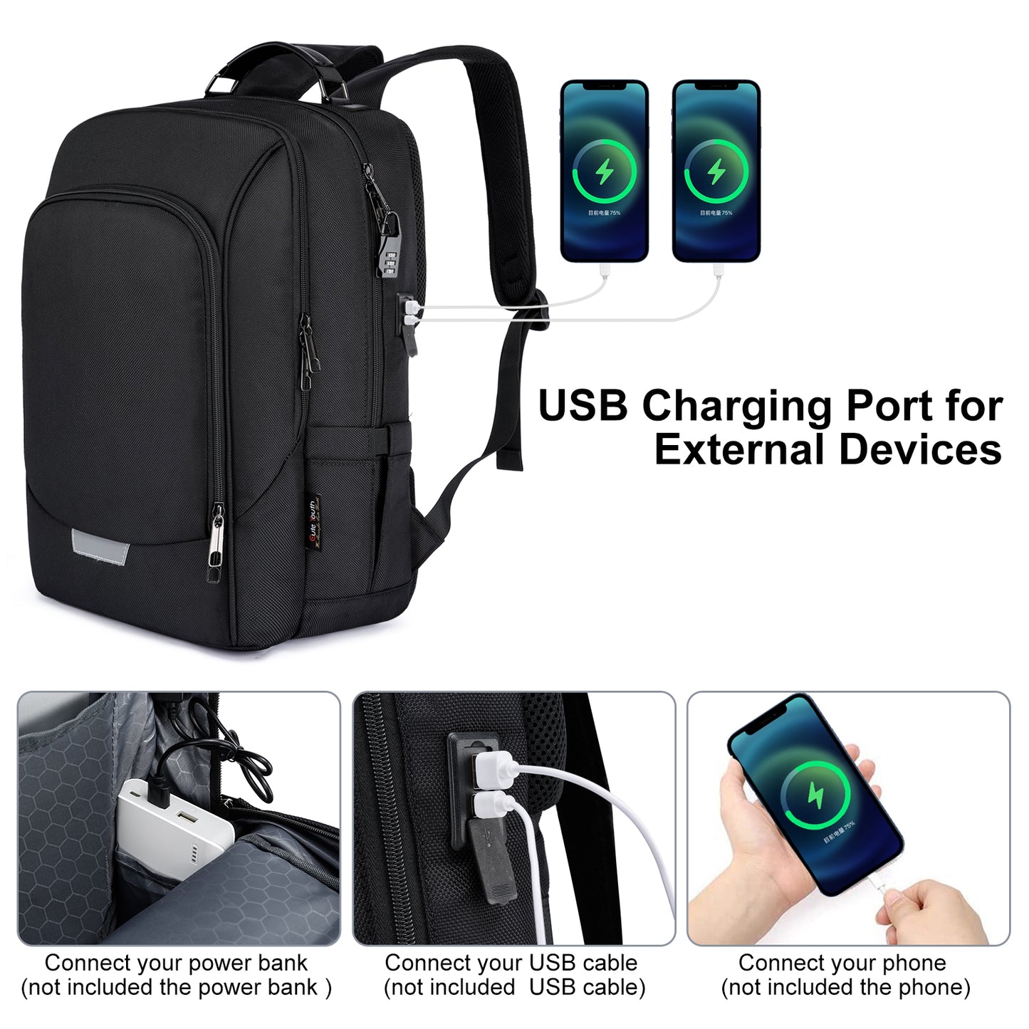 KEBEIXUAN Backpacks for Men Laptop Backpack Business Anti Theft Computer Bag for College School 15.6 Inch Work Backpack with USB Charge Port