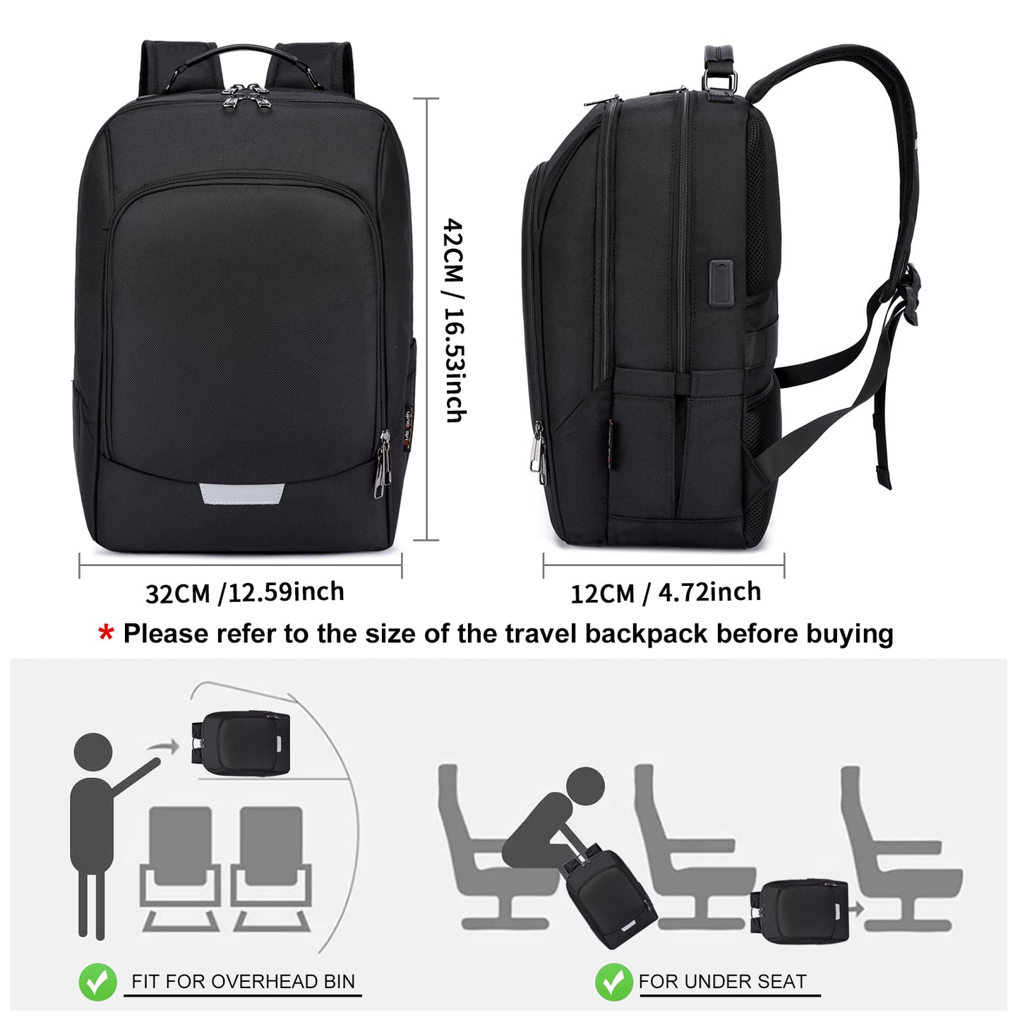 KEBEIXUAN Backpacks for Men Laptop Backpack Business Anti Theft Computer Bag for College School 15.6 Inch Work Backpack with USB Charge Port