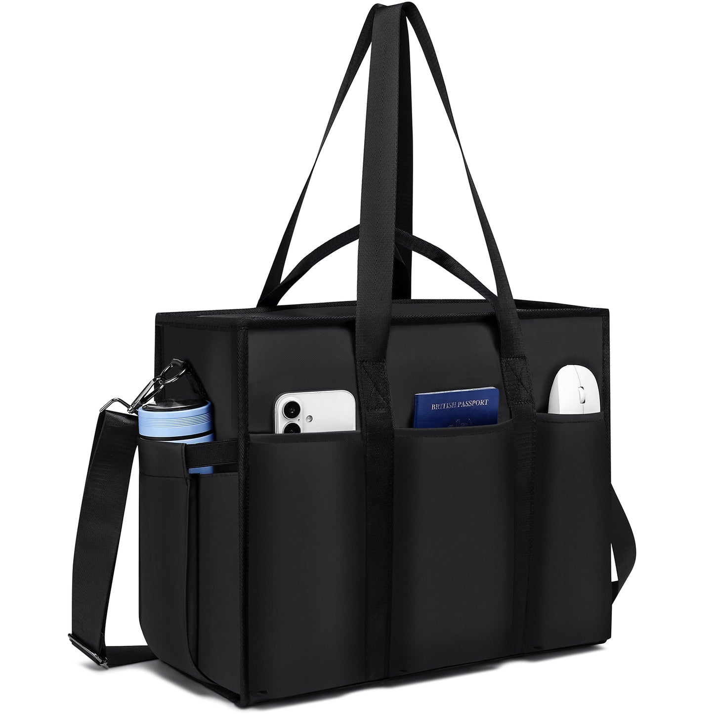 KEBEIXUAN Tote Bag for Women Work, Laptop Bag with Thick Bottom, Waterproof, 22 Pockets for Teacher, Nurse, Professionals