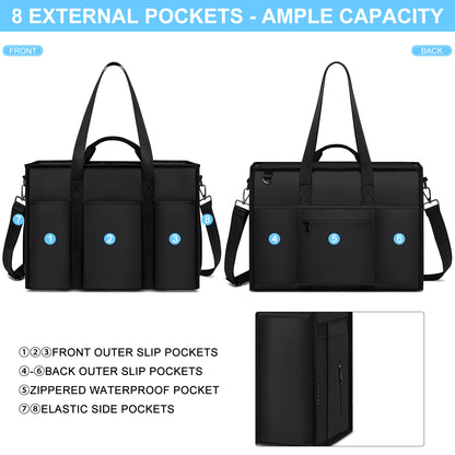 KEBEIXUAN Tote Bag for Women Work, Laptop Bag with Thick Bottom, Waterproof, 22 Pockets for Teacher, Nurse, Professionals
