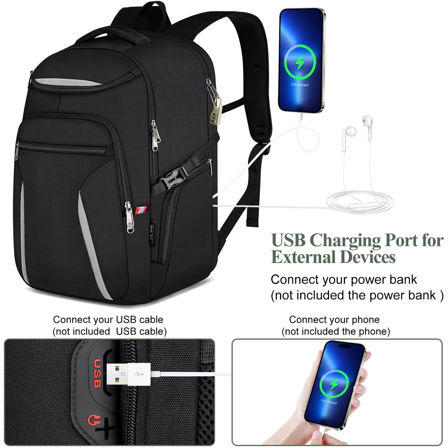 KEBEIXUAN Backpacks for Men Laptop Backpack Travel Anti Theft College School Bag Extra Large Backpacks Fits 17 Inch Computer