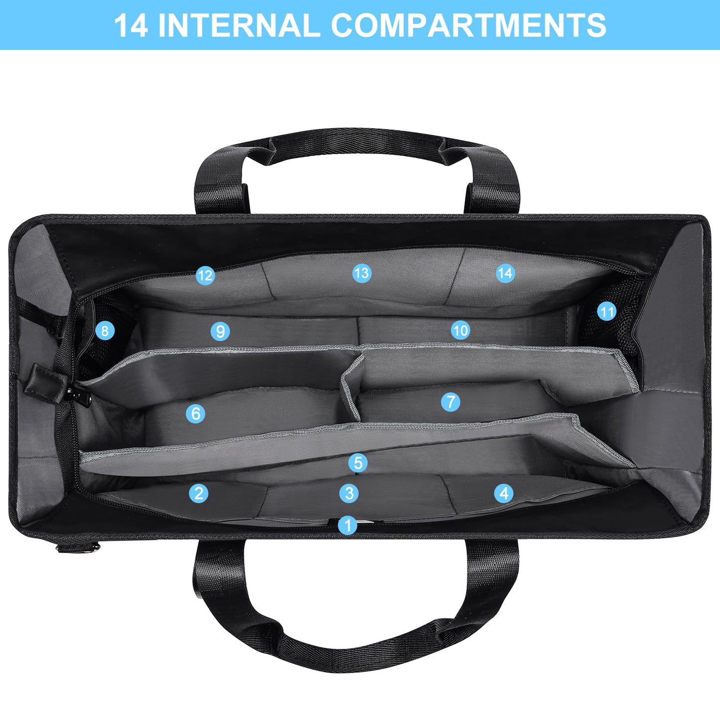 KEBEIXUAN Tote Bag for Women Work, Laptop Bag with Thick Bottom, Waterproof, 22 Pockets for Teacher, Nurse, Professionals