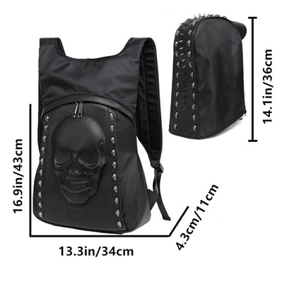 kebeixuan skull backpacks PU leather punk metal stereo