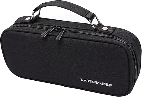 KEBEIXUAN Large Capacity Canvas Pencil Case - Durable Black Zippered Pen Organizer with Multiple Compartments