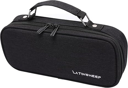 KEBEIXUAN Large Capacity Canvas Pencil Case - Durable Black Zippered Pen Organizer with Multiple Compartments