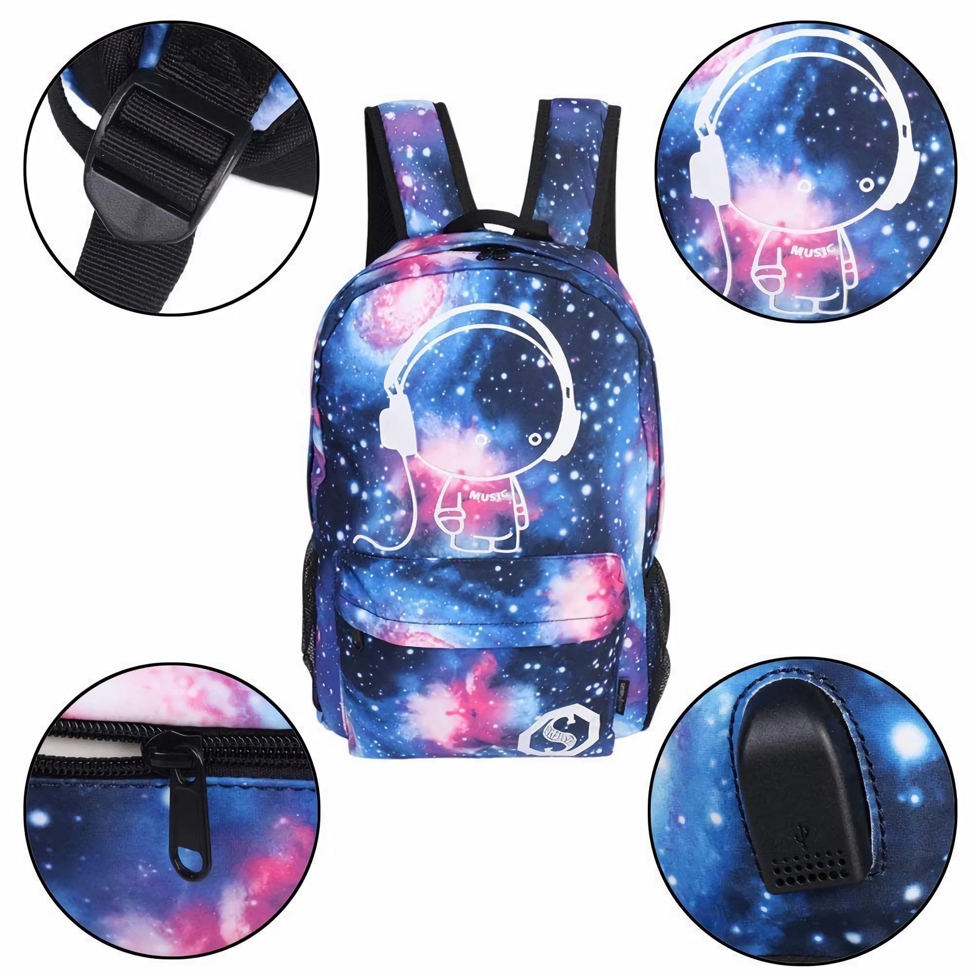 kebeixuan boys luminous trendy backpacks schoolbag anti-theft USB charging