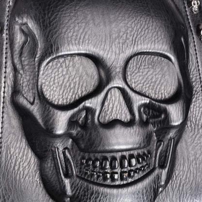 kebeixuan skull backpacks PU leather punk metal stereo