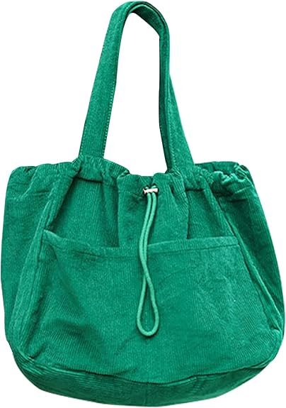 WYCY Corduroy Tote Bag for Women, Large Capacity Corduroy Bag Work Drawstring Bags with Inner Pocket Office Tote Handbag