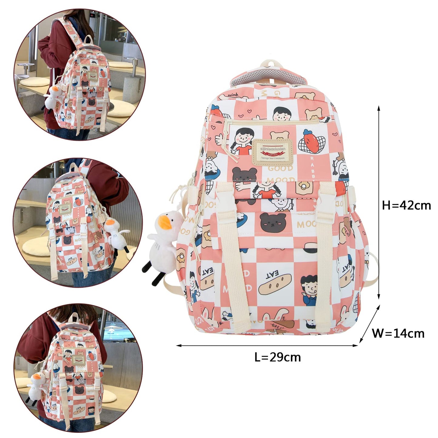 kebeixuan girls backpacks bookbag cute laptop schoolbag lightweight