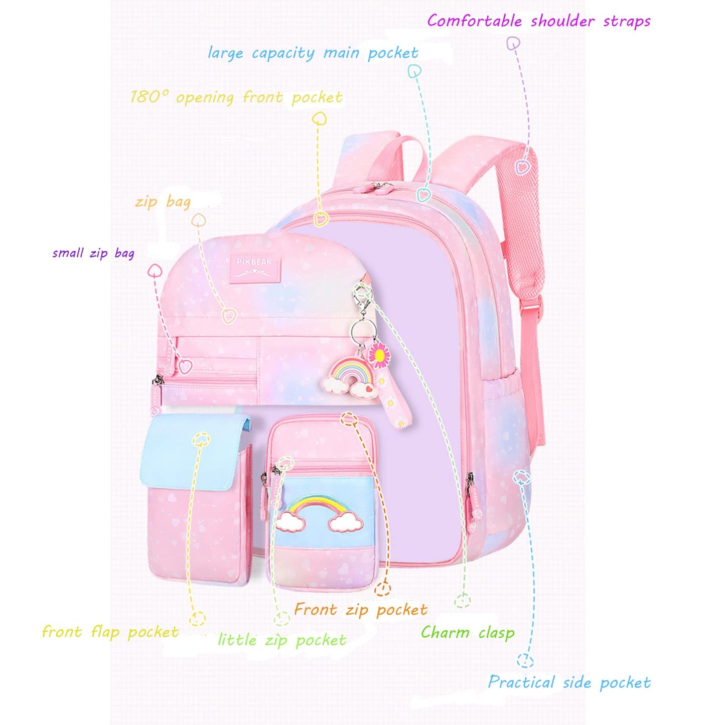 kebeixuan girls backpacks cute schoolbag travel bookbag