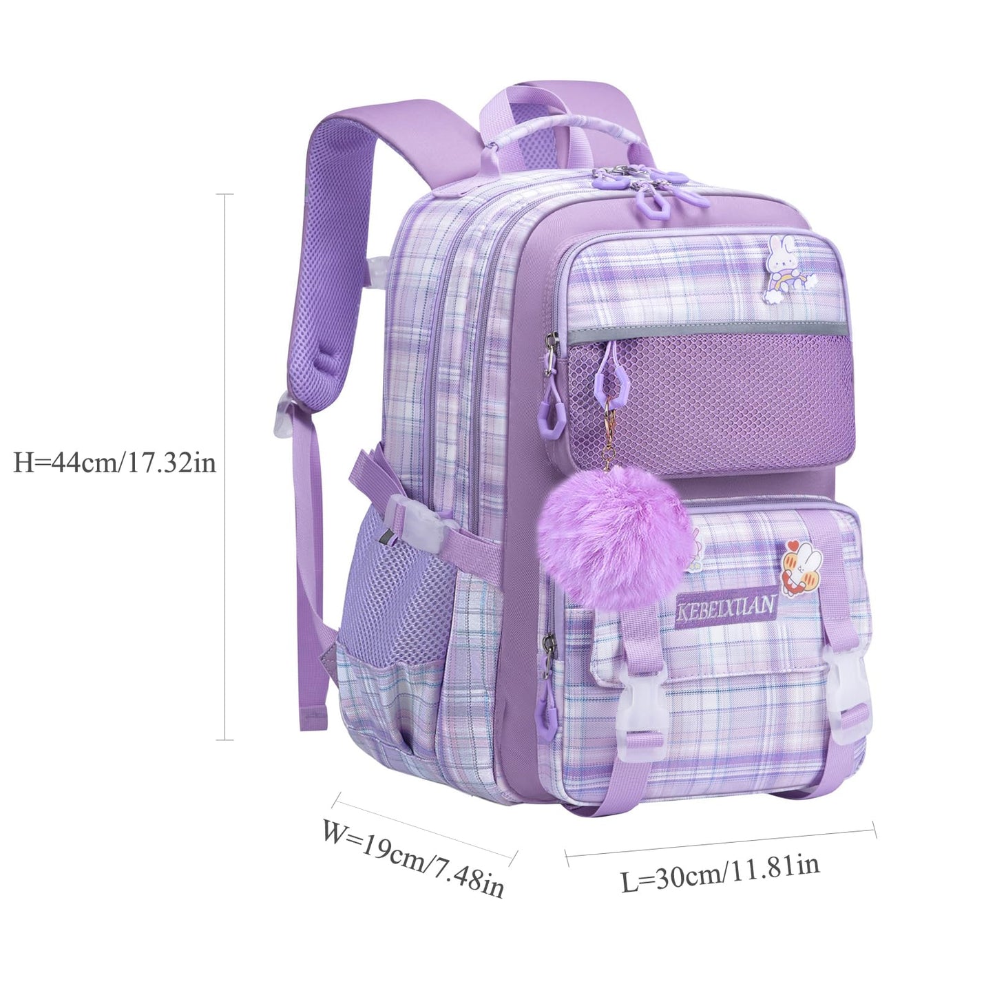 kebeixuan girls backpack cute multi-pockets schoolbag bookbag