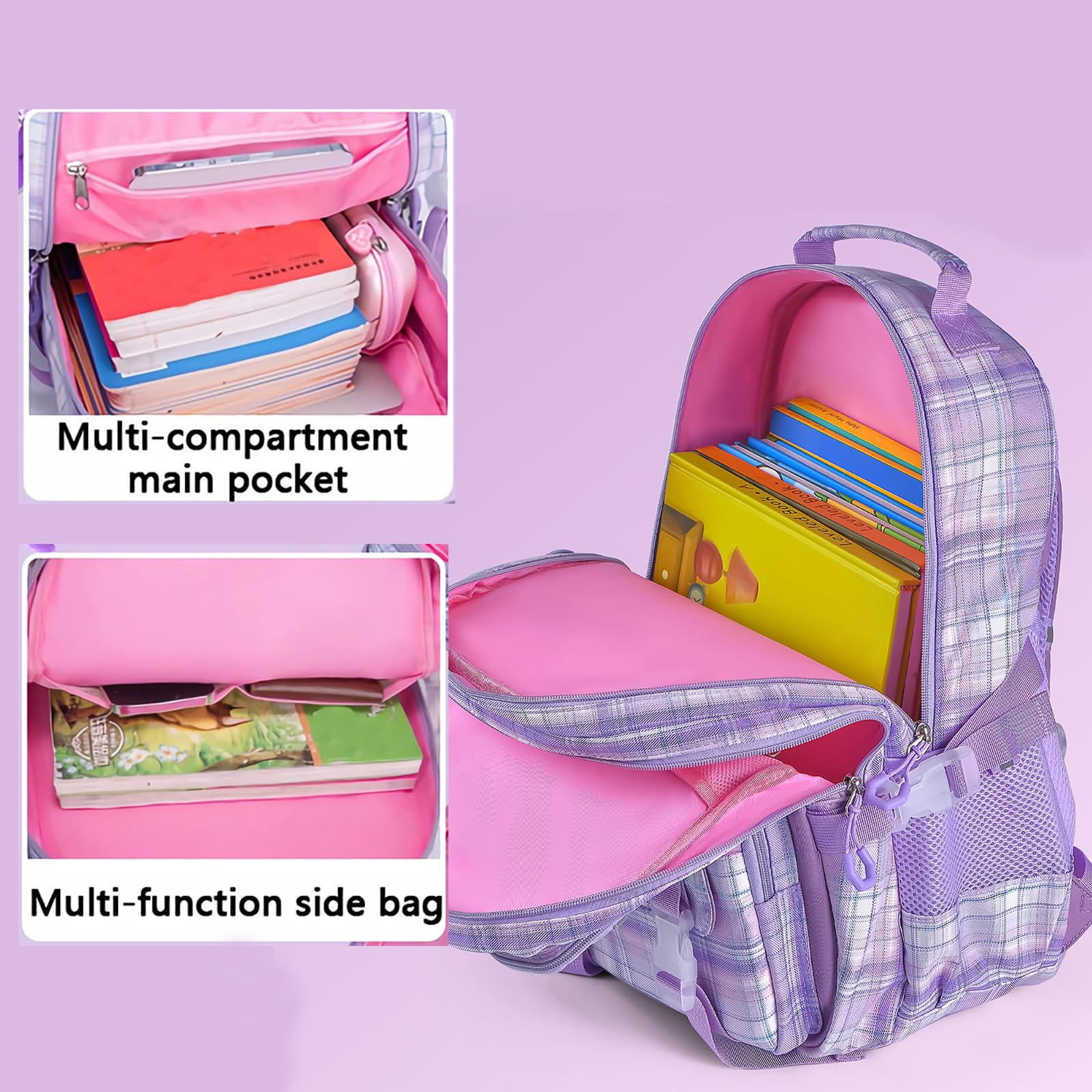 kebeixuan girls backpack cute multi-pockets schoolbag bookbag