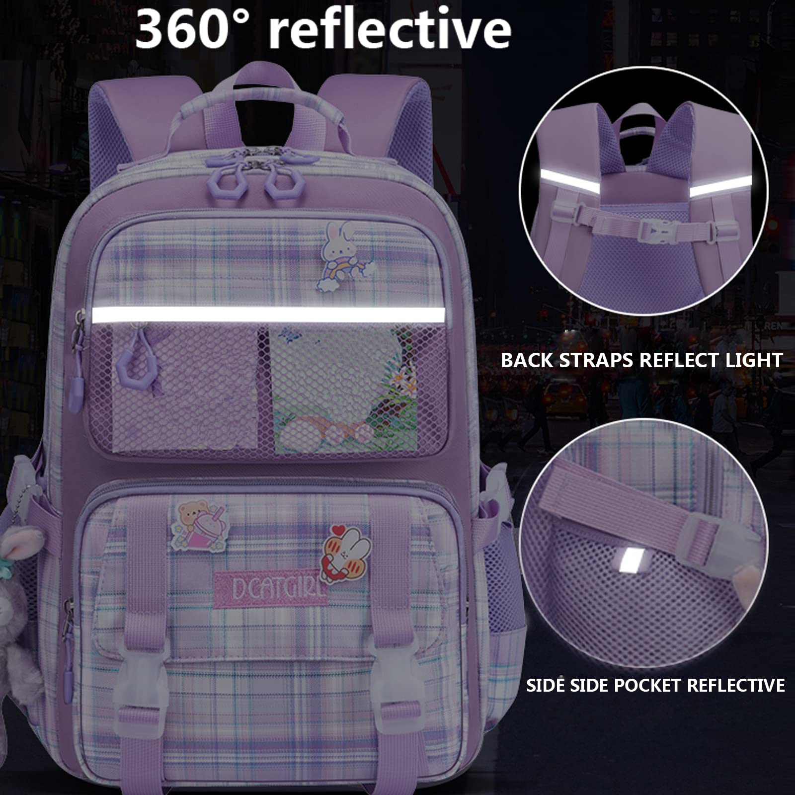 kebeixuan girls backpacks cute large capacity bookbag multi-pockets 