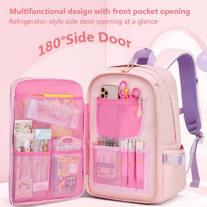 KEBEIXUAN 3-Piece Kawaii School Backpack Set for Girls – Cute Quicksand Style Bag with Lunch Bag & Pencil Case, Large Capacity