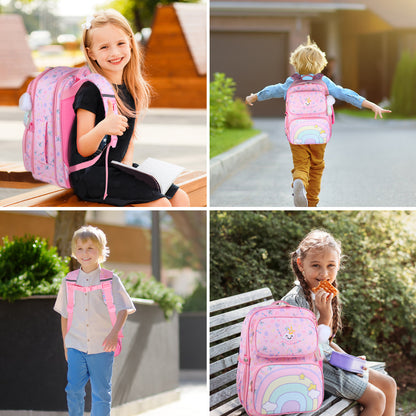 KEBEIXUAN Cute Girls Backpack Schoolbag,Kawaii Rainbow Cartoon Print