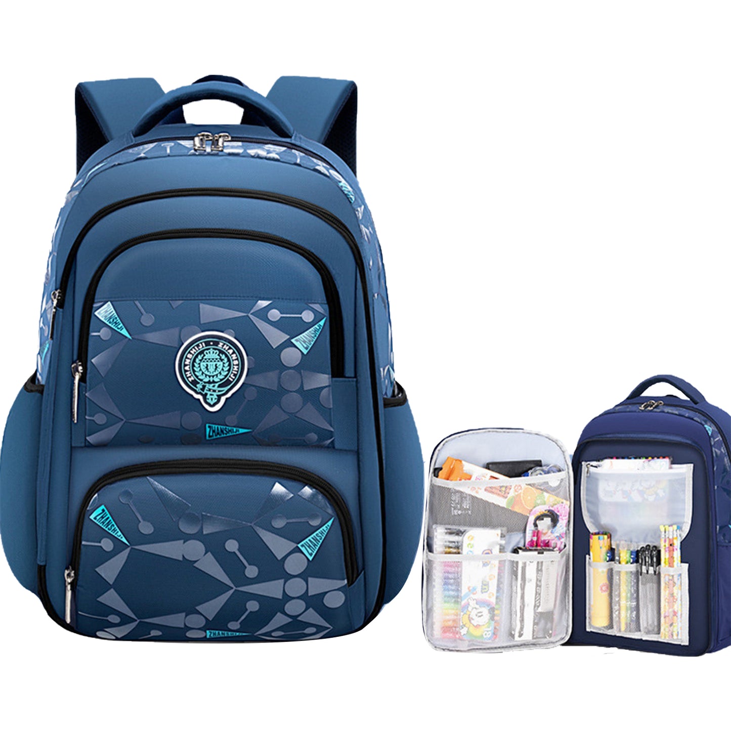 KEBEIXUAN Side Open School Bags, Boys Reflective Backpack