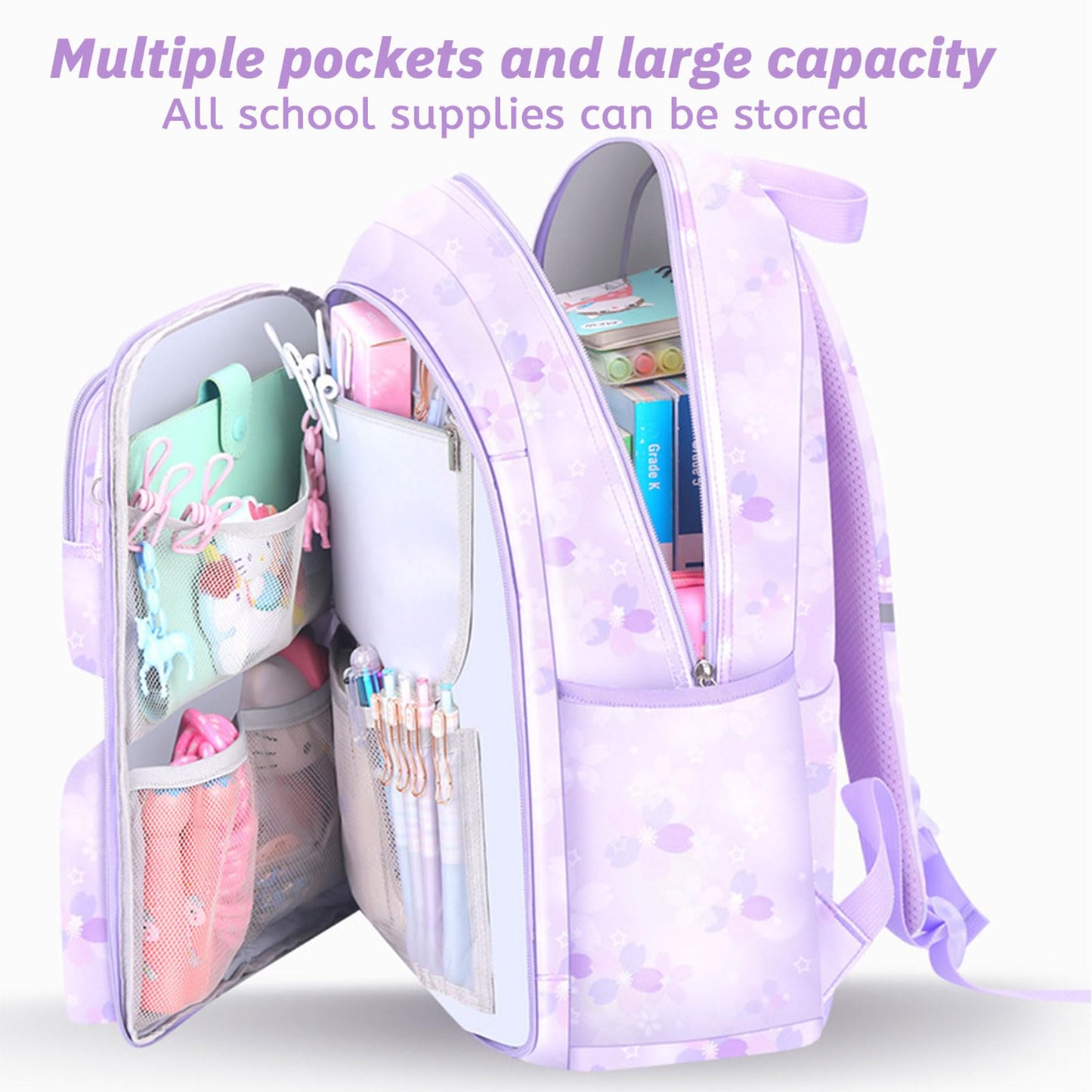 KEBEIXUAN Water-Resistant Large Capacity School Backpack for Girls – with Laptop Compartment