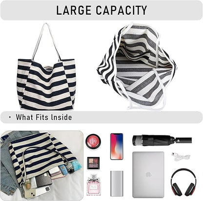WYCY Canvas Tote Bag Tote Bags for Women Big Capacity Shoulder Bag with Inner Pocket for Work Beach Travel