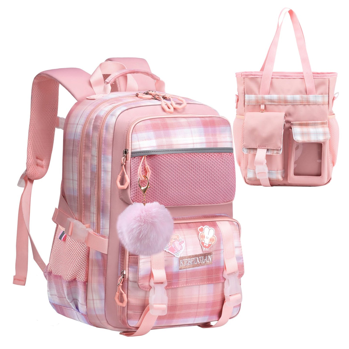 kebeixuan girls backpacks cute large capacity bookbag multi-pockets 